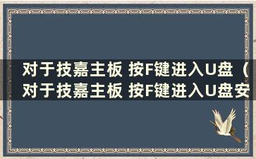 对于技嘉主板 按F键进入U盘（对于技嘉主板 按F键进入U盘安装系统）